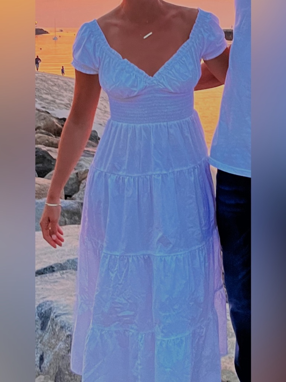 Elegant White Puff-Sleeve Tiered Maxi Dress WeWoreWhat